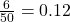  \frac{6}{50} =  0.12