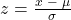 \(z=\frac{x\text{ }-\text{ }\mu }{\sigma }