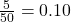  \frac{5}{50} = 0.10 