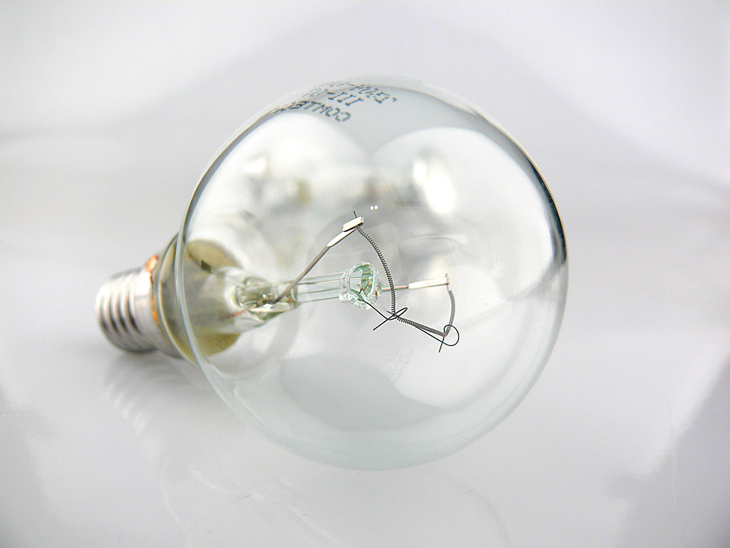 Standard round, clear light bulb