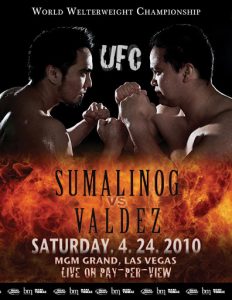 UFC poster from 2010 promoting Sumalinog vs Valdez fighting for the Welterweight Championship. 