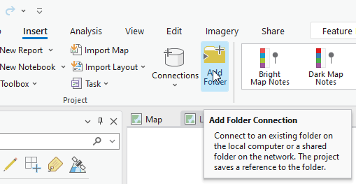 image showing how to add a folder connection.