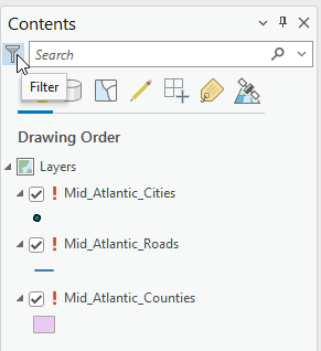 Image showing a the Filter icon in Contents.