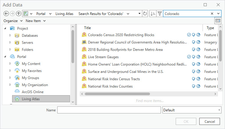 Image showing how to search for data on the Living Atlas.