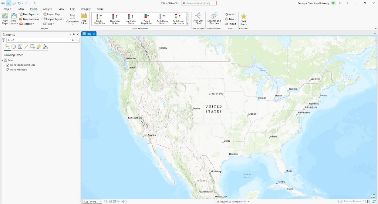 Screenshot of the ArcGIS® Pro landing page