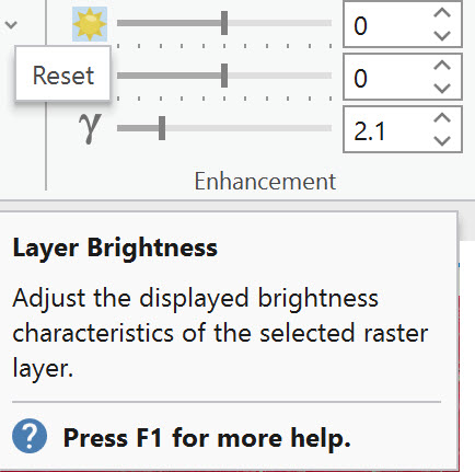 A screenshot showing the layer brightness tool.
