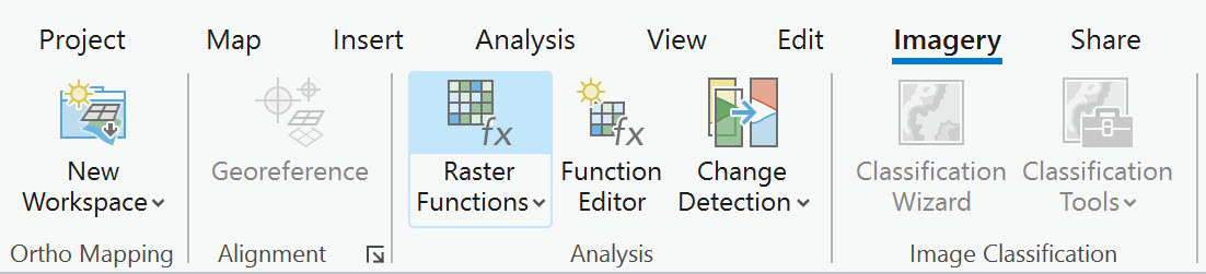Screenshot of selecting Raster Functions tool.