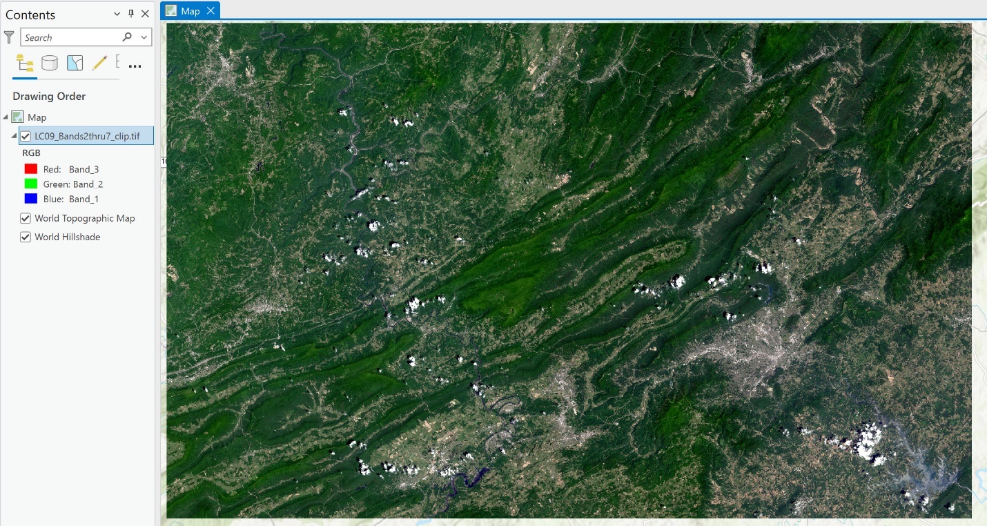 Screenshot of true color Landsat 9 image.