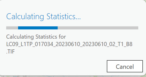 Screenshot of calculating statistics screen.