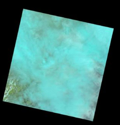 Screenshot of a Landsat scene with extensive cloud cover.