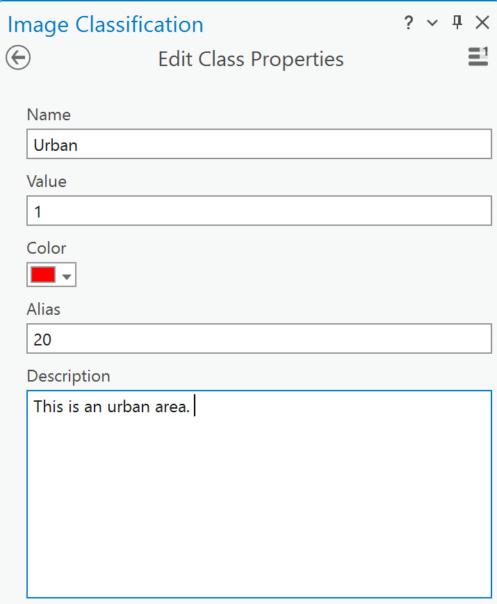 Screenshot of changing the class properties.