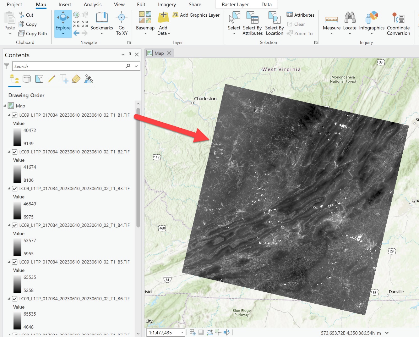 Screenshot of the top layer contents drawn last in the map display.