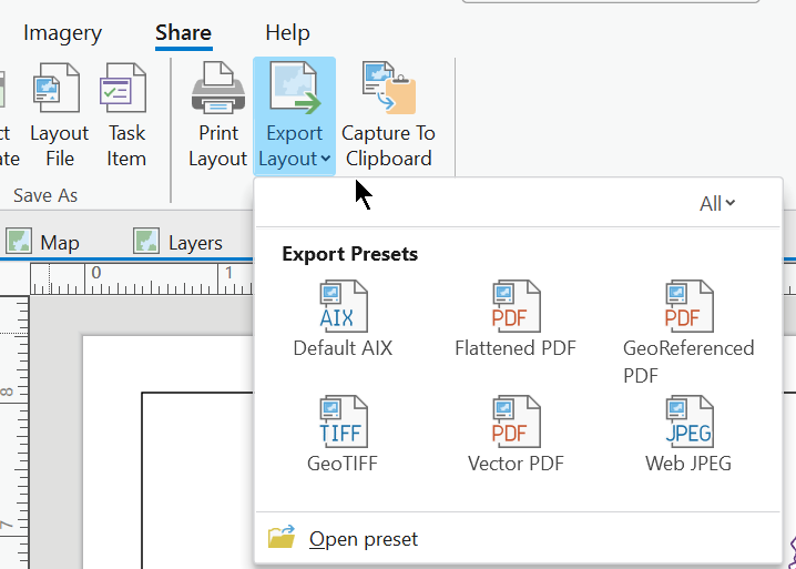 Image showing a screenshot of exporting a layout.