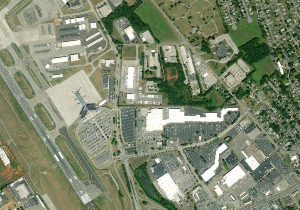 Screenshot of basemap imagery zoomed into an area in Roanoke, Virginia.