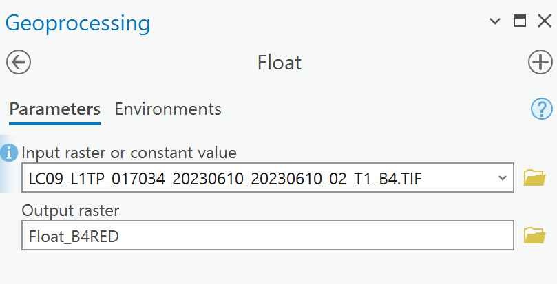 Screenshot of Float parameters.