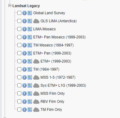 Screenshot of landsat legacy options.