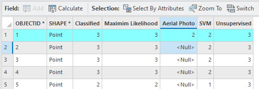 Screenshot of an example of adding a value to the aerial photo field associated with an agriculture point.