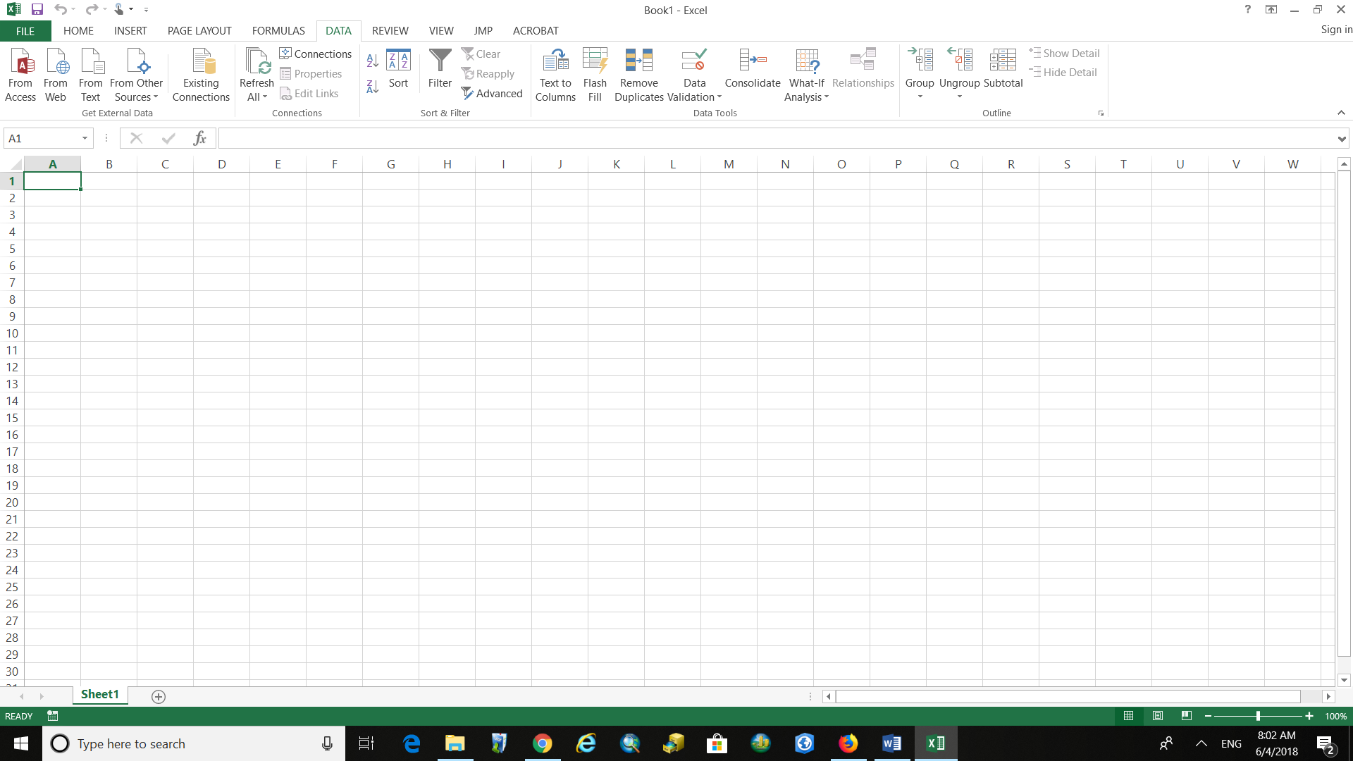 Screenshot of the Data tab in Excel.