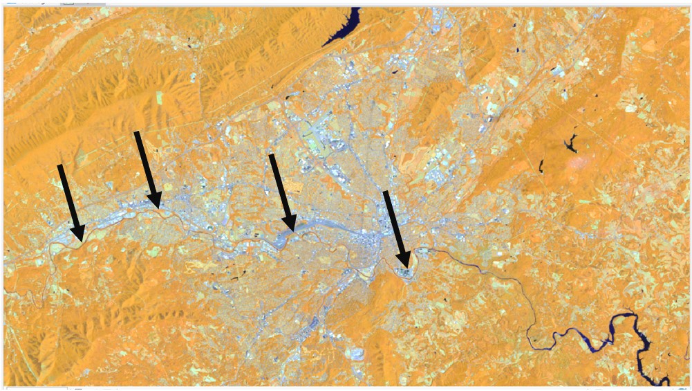 Screenshot of Landsat 9 image showing a river channel.