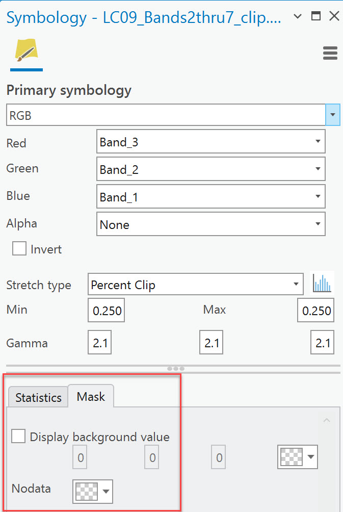 Screenshot of mask tab under primary symbology dialog box.