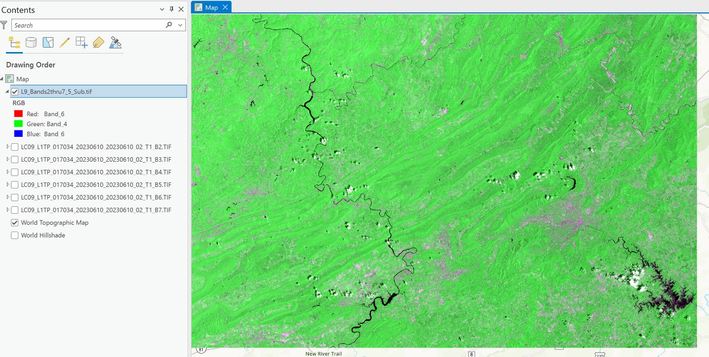 Screenshot of a Landsat 9 color composite.