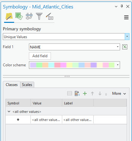 Image showing a screenshot of changing symbology: unique values.