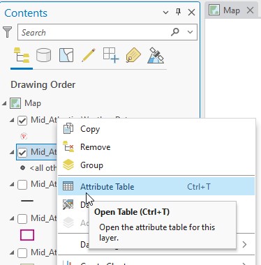 Image showing a screenshot of opening the attribute table.