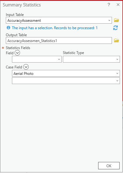 Screenshot of the Summary Statistics tool.