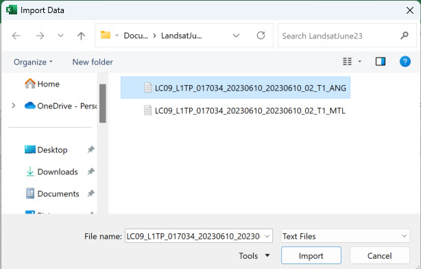 Screenshot of importing a Text/CSV file.