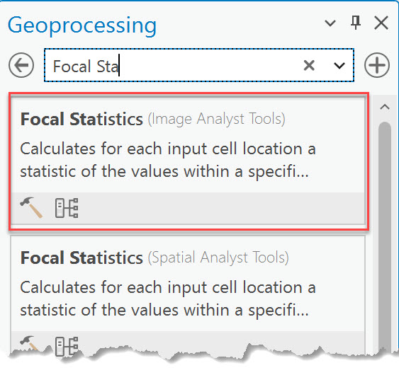 Screenshot of the Focal Statistics tool.