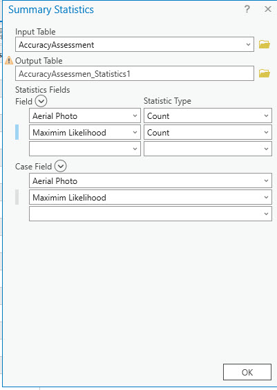 Screenshot of the Summary Statistics tool.