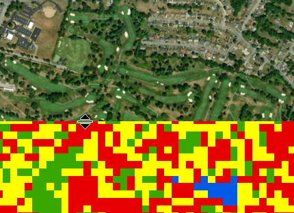 Screenshot of golf course classified into multiple categories.