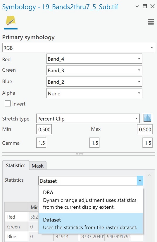 Screenshot showing how to change the statistics parameters.
