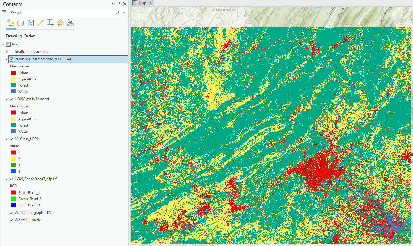 Screenshot of support Vector Machine classification result.