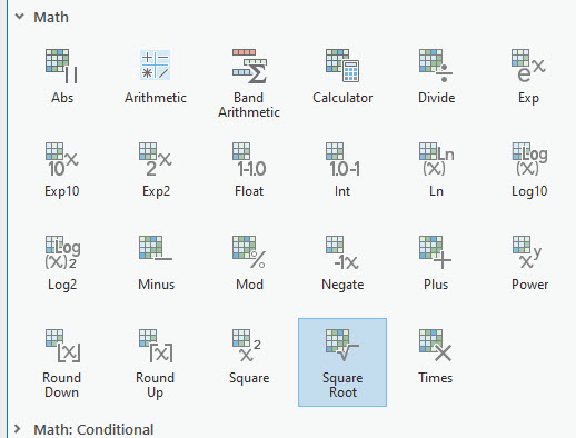 Screenshot of Raster functions.