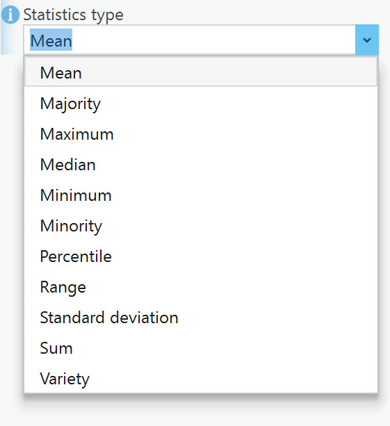 Screenshot of the statistics-type options.