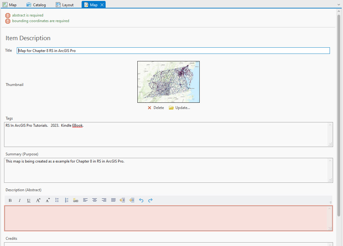 Image showing a screenshot of editing metadata.