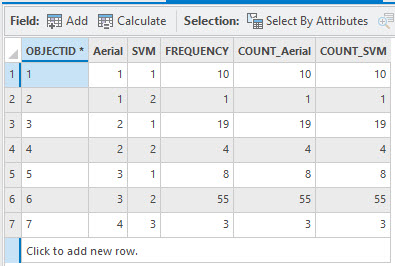 Screenshot of results of SVM showing summary statistics.