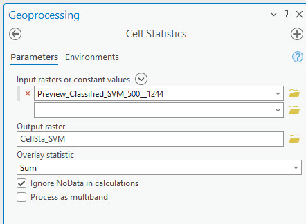 Screenshot of cell statistics tool populated.