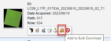 Screenshot of adding an image to a bulk download.