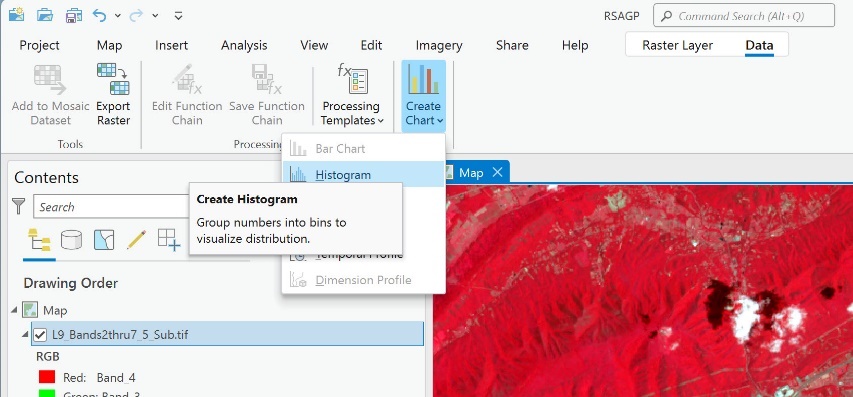 Screenshot showing how to create a histogram.