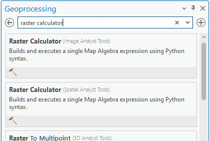 Screenshot of the raster calculator.