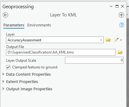 Screenshot of the Layer to KML tool.