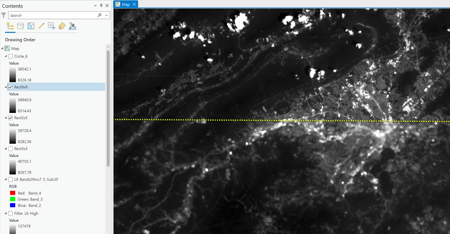 Screenshot comparing images using the Swipe tool.