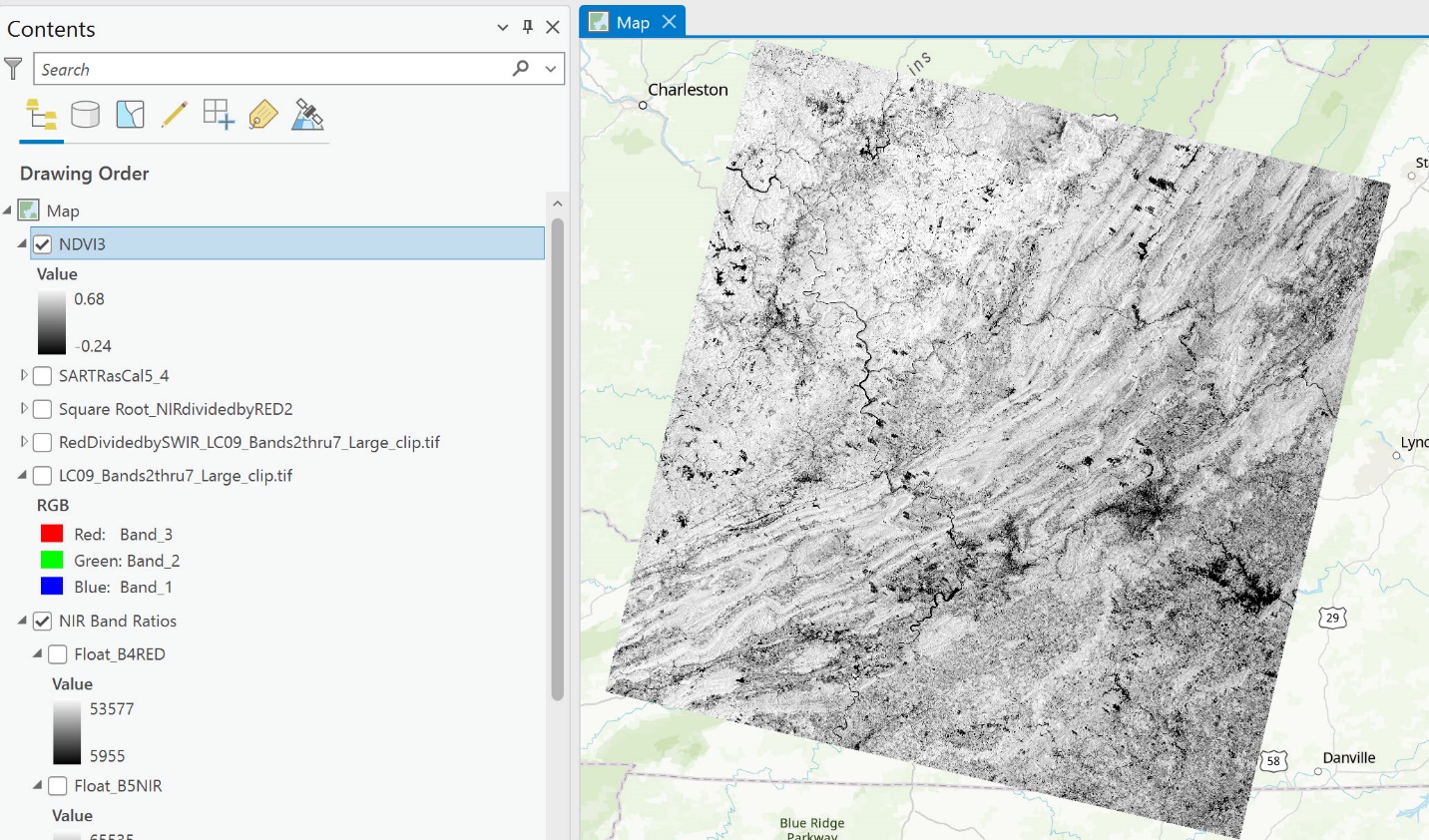 Screenshot of NDVI image.