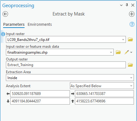 Screenshot of the Extract by Mask tool.