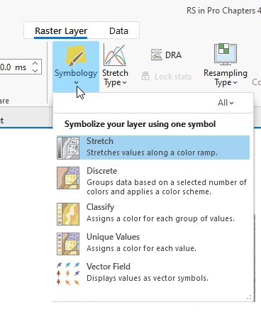 Image showing a screenshot of the symbology drop-down list.