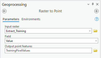 Screenshot of the Raster to Point tool.