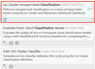 Screenshot of the ISO Cluster Unsupervised Classification Option.