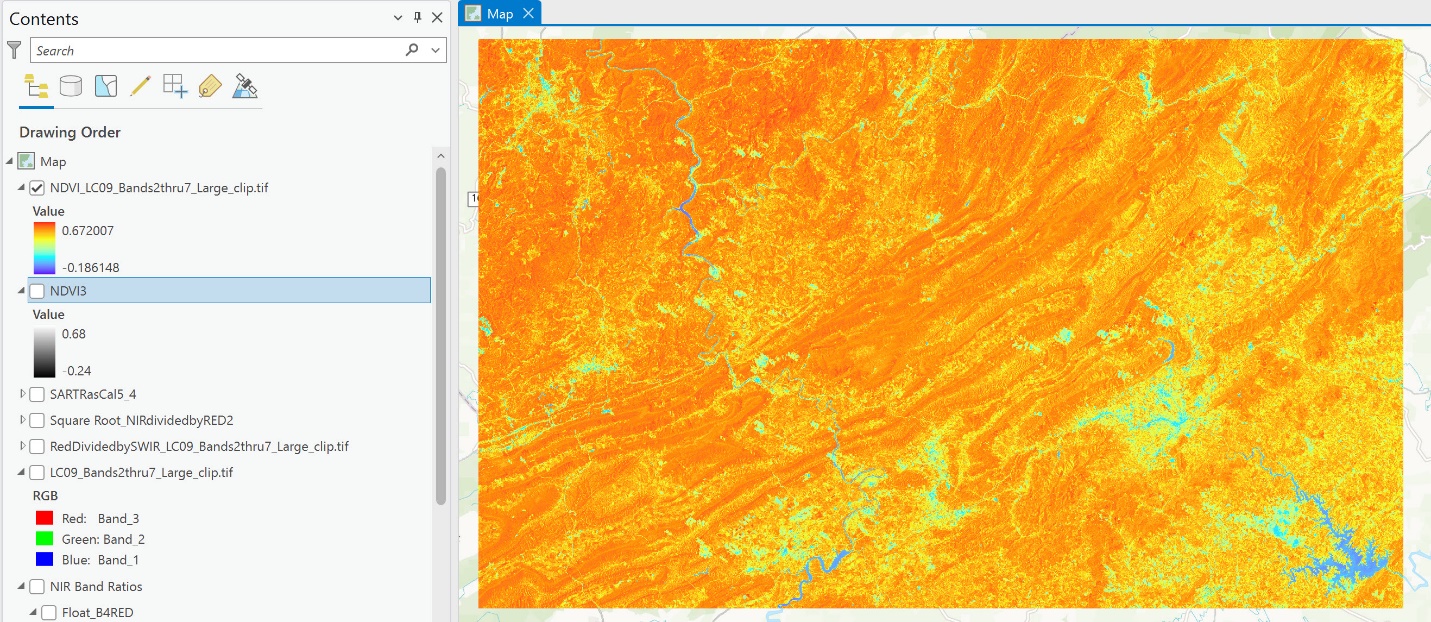 Screenshot of NDVI image.